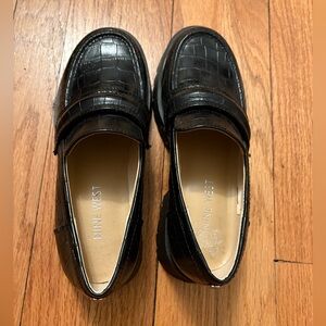Nine West Dark Brown Croc-Embossed Loafers